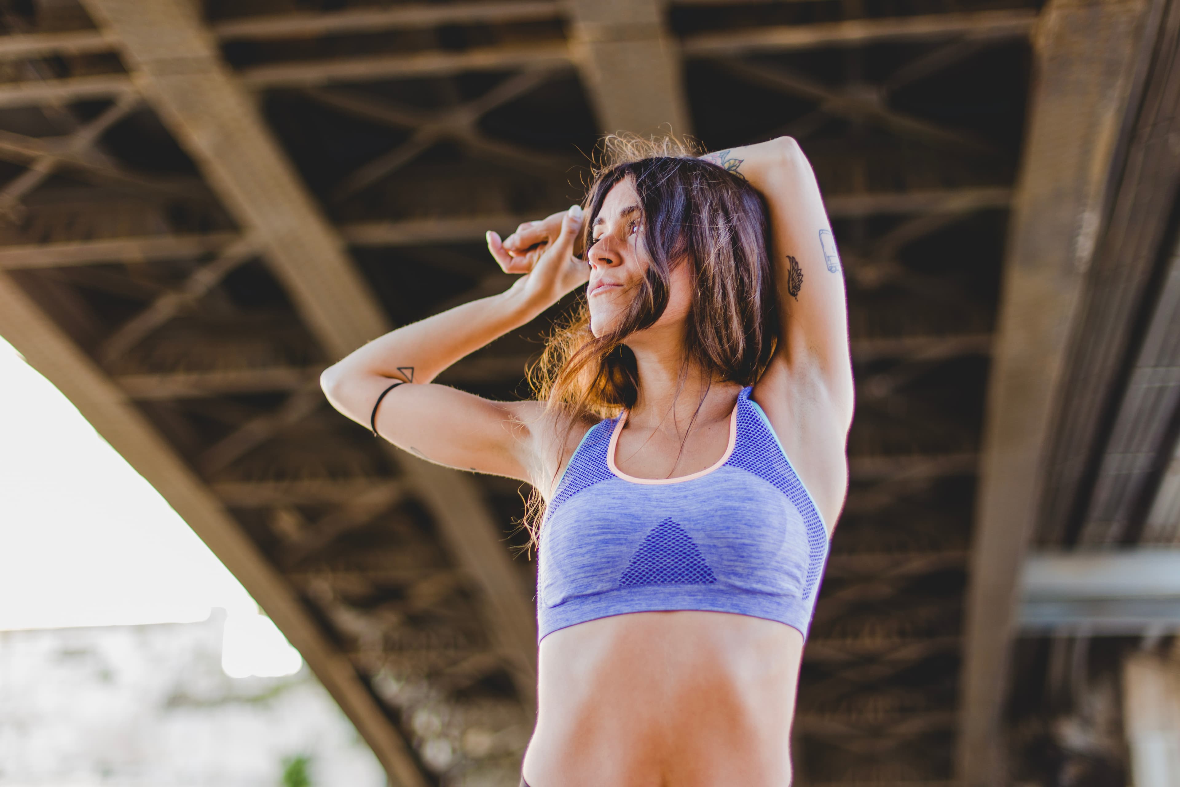 Woman stretching outdoors